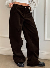 Kenza Wide Leg Corduroy Trousers Brown