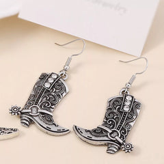 Vintage Western Cowboy Boot Dangle Earrings