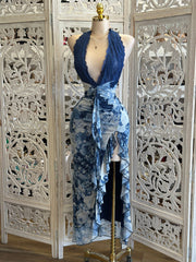 Ocean Blue Printed Dress- Stretchy, Estira