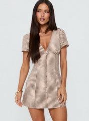 Loveliness Playsuit Brown Check Tall