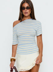 Emlynn Off Shoulder Top Blue Stripe