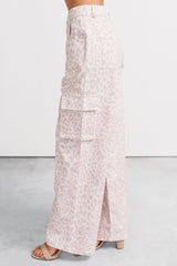 Reyna Wide Leg Leopard Cargo Jeans (Pink/White)