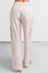 Reyna Wide Leg Leopard Cargo Jeans (Pink/White)