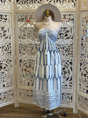 Halter Summer Pattern Maxi Dress-Estira, Stretchy