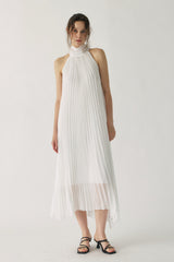 Elena Pleated Halter Maxi Dress