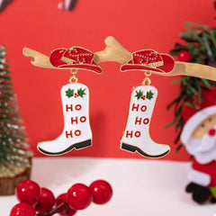 Christmas Cowboy Hat and Boot Dangle Earrings