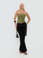 Oscuro Longline Mesh Corset Top Khaki