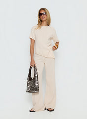 Calisse Knit Wide Leg Trousers Beige