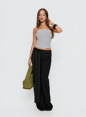 Oscuro Longline Mesh Corset Top Slate
