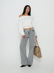 Pipper Asymmetrical Button Up Jeans Grey Wash
