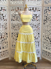 Yellow Squiggly Pattern Set- Not Stretchy, No Estira
