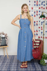 All-American Charm Denim Maxi Dress