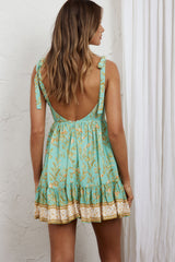 Go Get It Tied Shoulder Sun Dress Floral Mint