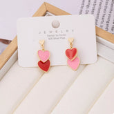 Sweet Doubl Heart Drop Earrings