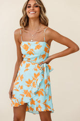 Pepita Cami Strap Wrap Dress Floral Print Mint