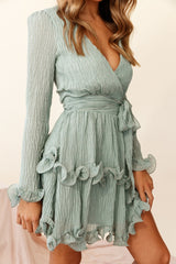 Greta Tiered Ruffle Chiffon Dress Olive