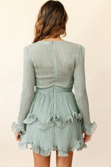 Greta Tiered Ruffle Chiffon Dress Olive