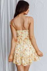 Ever After Tied Shoulder Mini Dress Floral Yellow