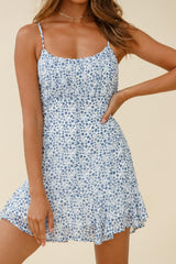 Promise Me Ruched Bust Pintuck Pleat Detail Dress Floral Print White