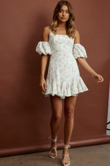 Southern Belle Godet Hem Mini Dress Floral Green