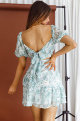 Joie Puff Sleeve Frill Dress Floral Green
