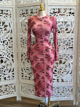 Mesh Long Sleeve Midi Floral Dress - Estira, Stretchy