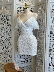 Cross Front Lace Mini Dress- Stretchy, Estira