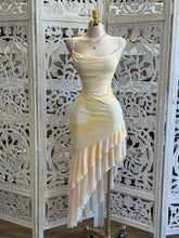 Yellow Print Asymmetrical Dress-Estira, Stretchy