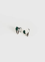 Citrah Heart Stud Earrings Silver