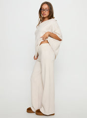 Bekki Wide Leg Knit Trousers Oat