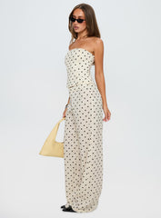Powdered Sugar Strapless Co-ord Cream Polka