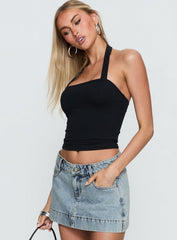 Ghisella Square Neck Halter Top Black