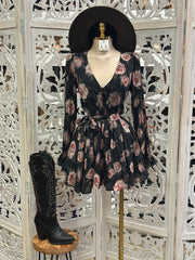 Black Rose Mini Romper-Stretchy,Estira