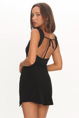 Giavanna Thigh Split Mini Dress Black
