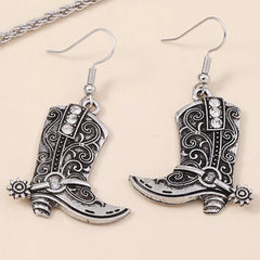 Vintage Western Cowboy Boot Dangle Earrings