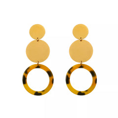 18K Gold-Plated Geometric Circle Dangle Earrings
