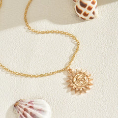 18K Gold-Plated Sunburst Pendant Necklace