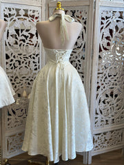 Pearl Flare Embroidered Midi Dress- Not Stretchy, No Estira
