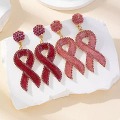 Rhinestone Ribbon Drop Earrings