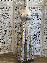 Satin Beige Floral Maxi Dress Dress- Estira, Stretchy