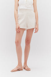 MARJORIE TWILL MID-RISE SHORTS