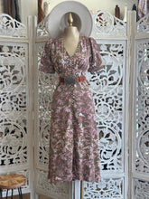 Brown Floral Midi Dress- Not Stretchy
