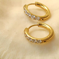 18K Gold-Plated Zircon Hoop Earrings