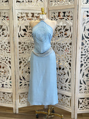 Light Blue Bandana Dress -Estira, Stretchy