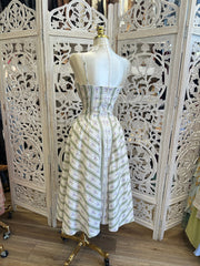 Striped Floral Midi Dress- Not Stretchy, No Estira