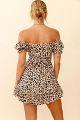 Linka Off-Shoulder Tie Back Dress Leopard Print