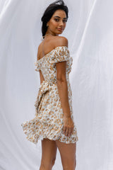 Linka Off-Shoulder Tie Back Dress Animal Print Sage