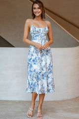 Linka Cami Strap Midi Dress Marble Print Blue