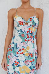 Missoula Cami Strap Padded Bust Midi Dress Flower Print Green