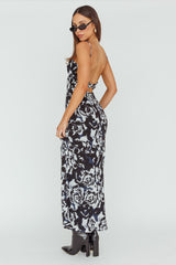 Nerida Twist Back Maxi Dress Swirl Black